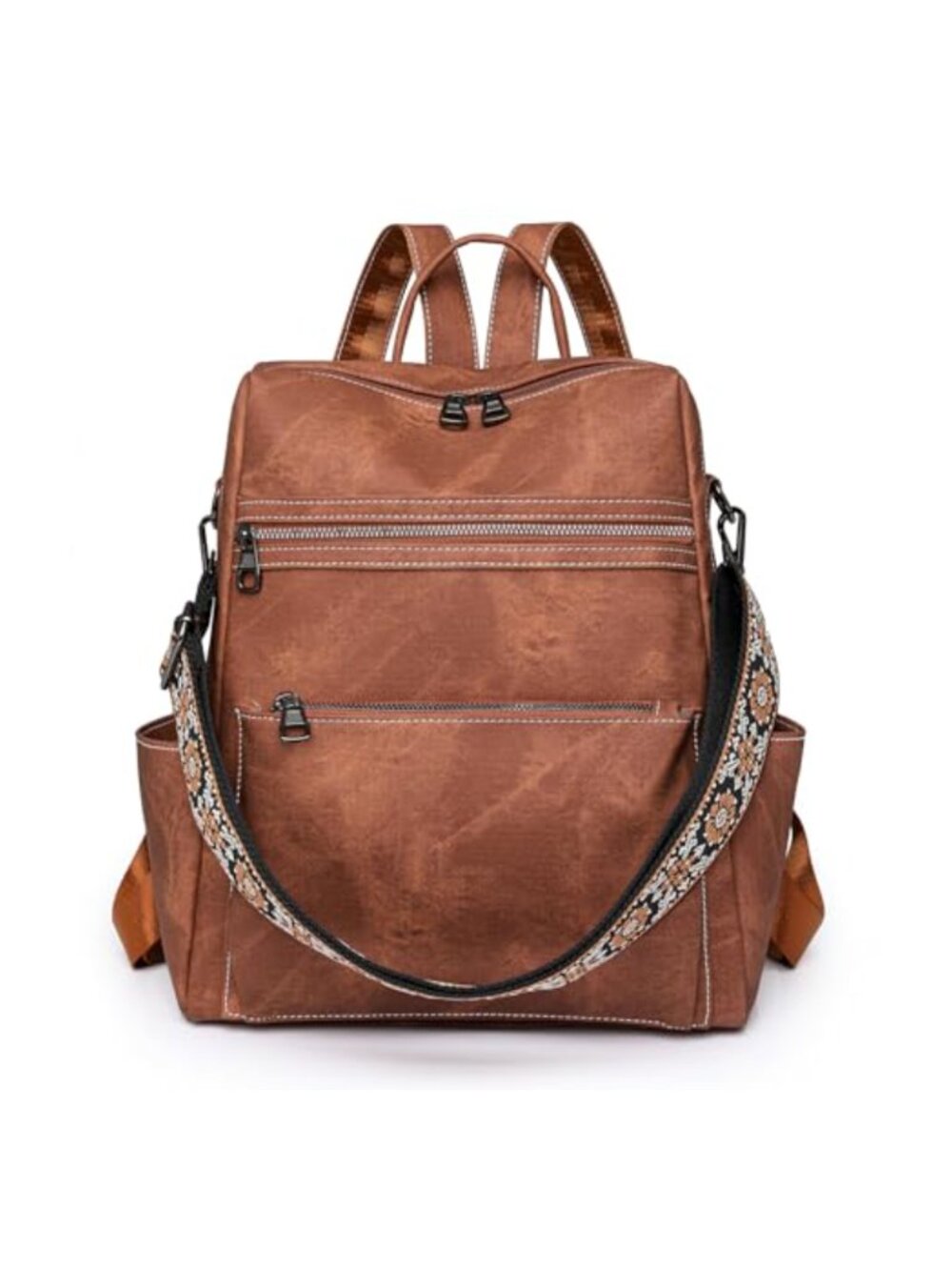 Faux Leather Women's Backpack Purse Large Capacity Travel Handbag